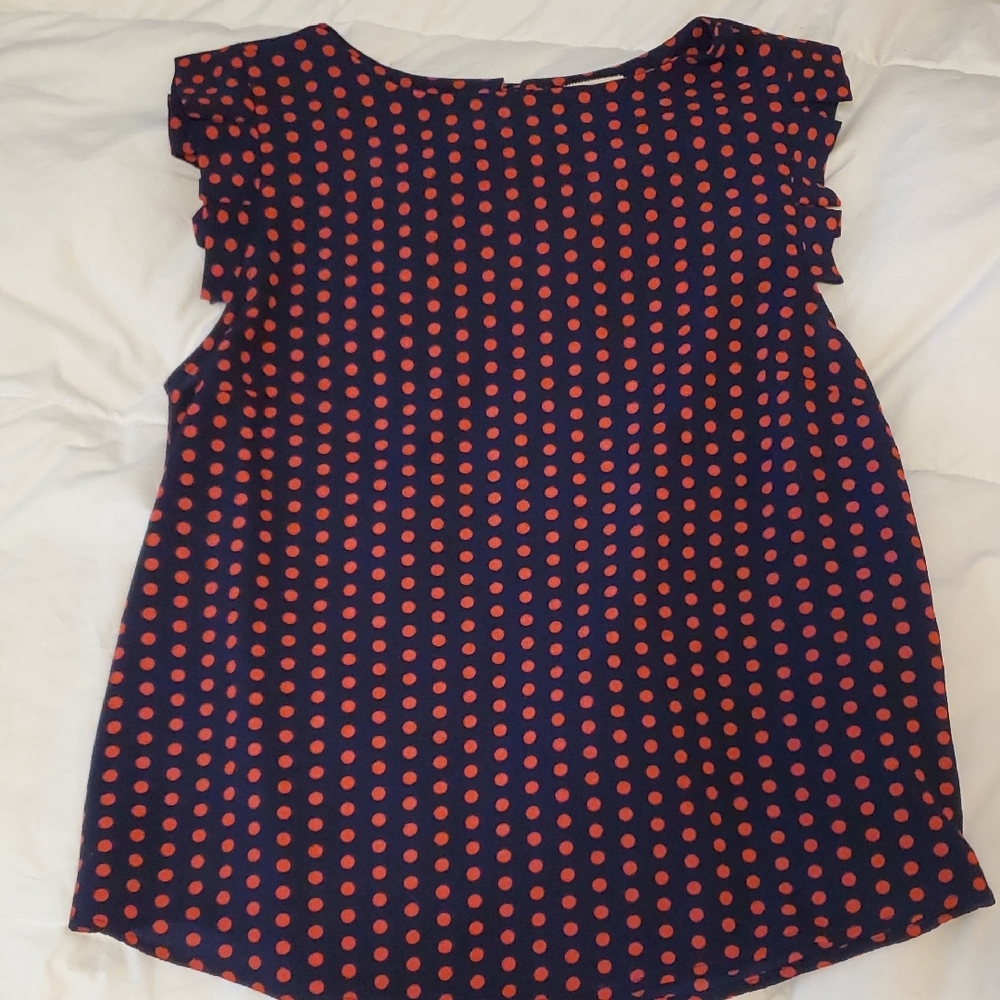 Navy Blue Polka Dot Blouse